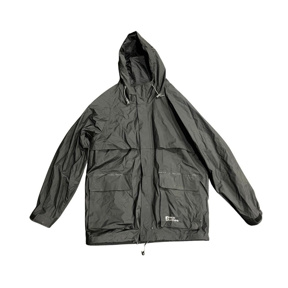Red Ledge Men's Hood Rain Jacket Outdoor Hiking Waterproof Size Medium